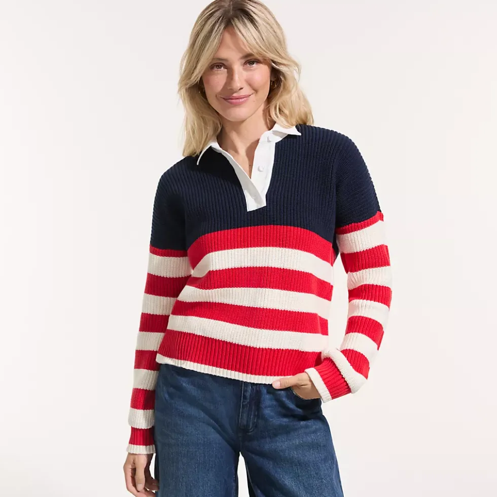 Women's Drifter Rugby with Woven Collar Sweater