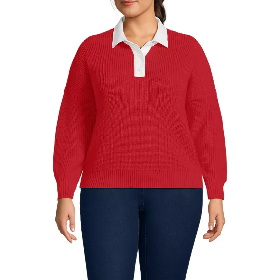 Women's Drifter Rugby with Woven Collar Sweater