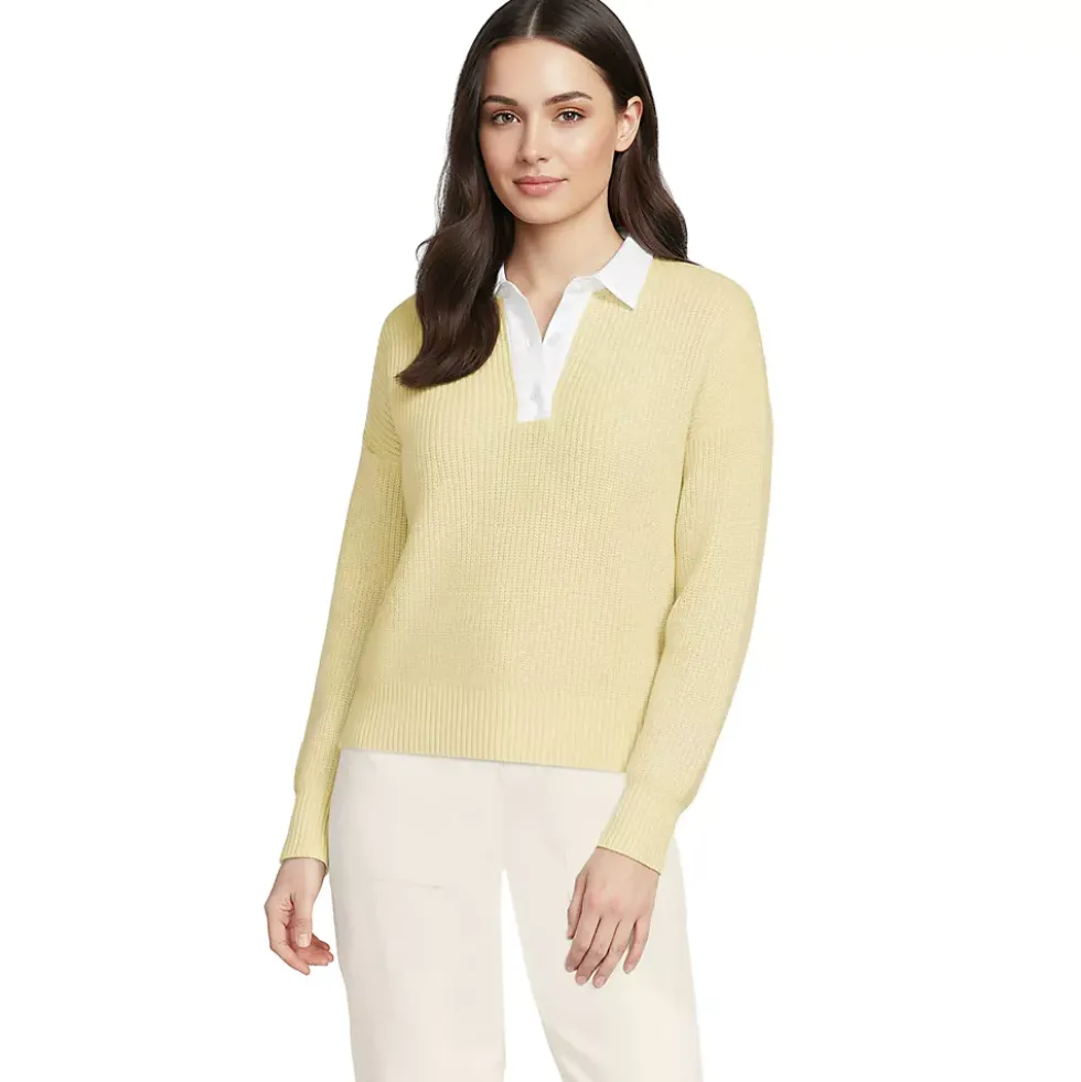 Women's Drifter Rugby with Woven Collar Sweater