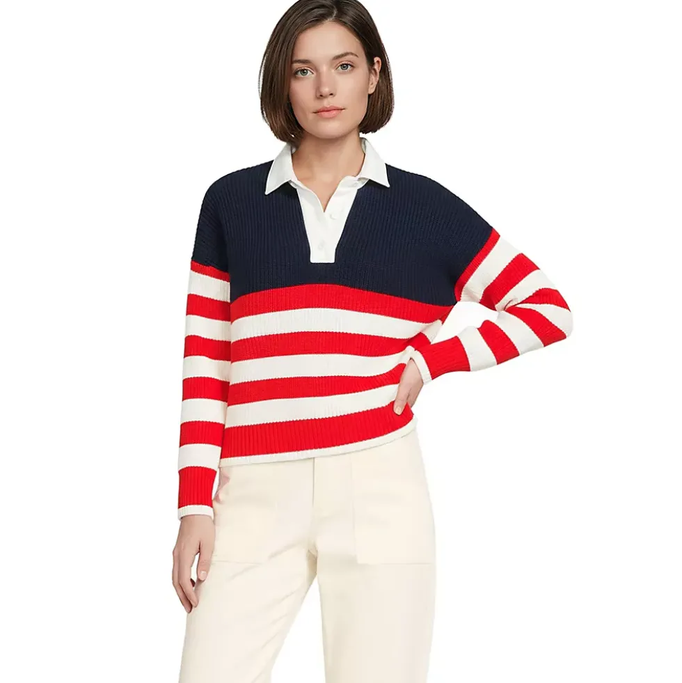Women's Drifter Rugby with Woven Collar Sweater