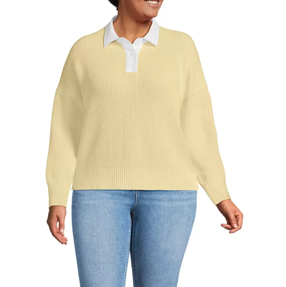 Women's Drifter Rugby with Woven Collar Sweater