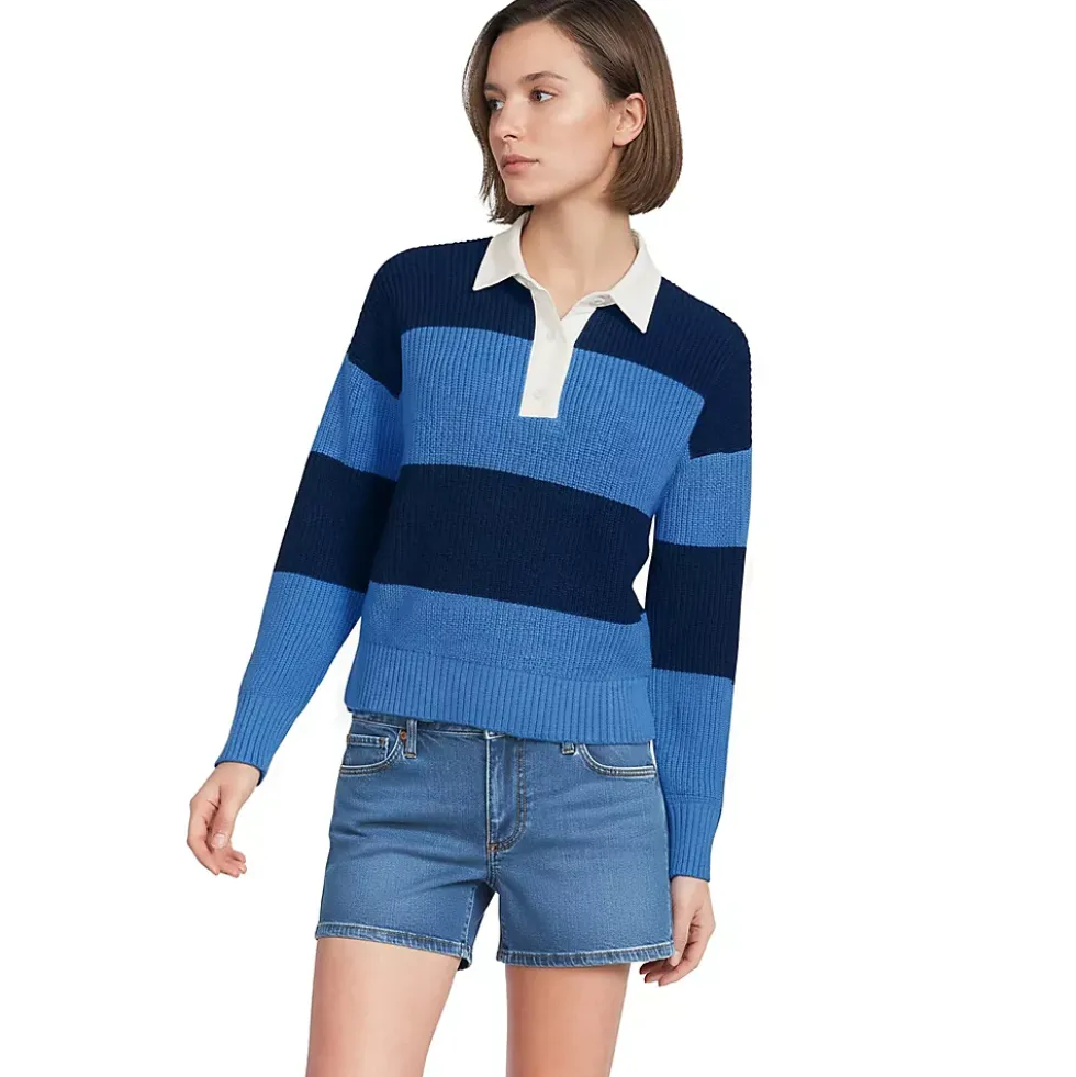 Women's Drifter Rugby with Woven Collar Sweater