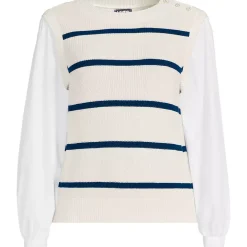 Women's Drifter Shaker Button Shoulder Sweater Vest with Poplin Sleeves