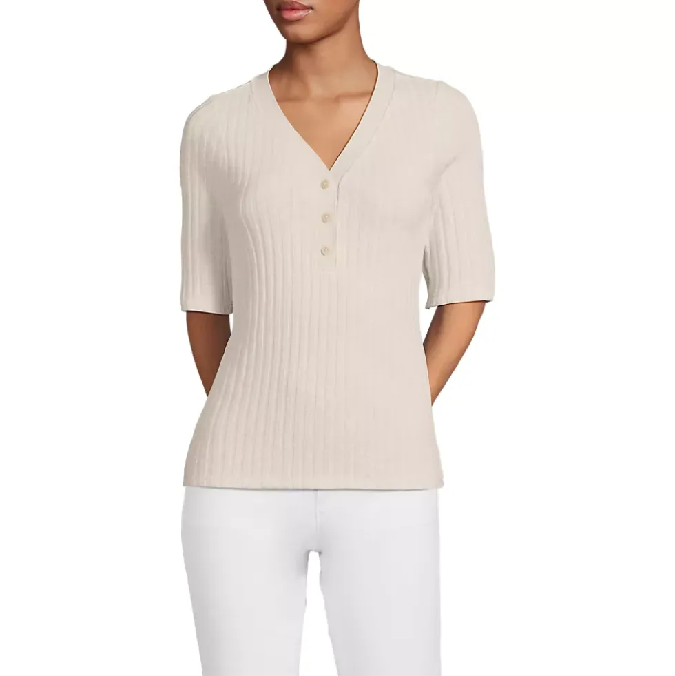 Women's Elbow Sleeve Coastal Rib Henley