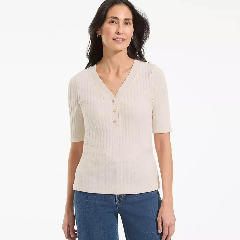 Women's Elbow Sleeve Coastal Rib Henley