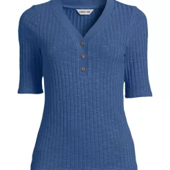 Women's Elbow Sleeve Coastal Rib Henley
