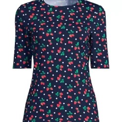 Women's Elbow Sleeve Crewneck Garden Tee- Sunshade UPF 50 Quick Dry