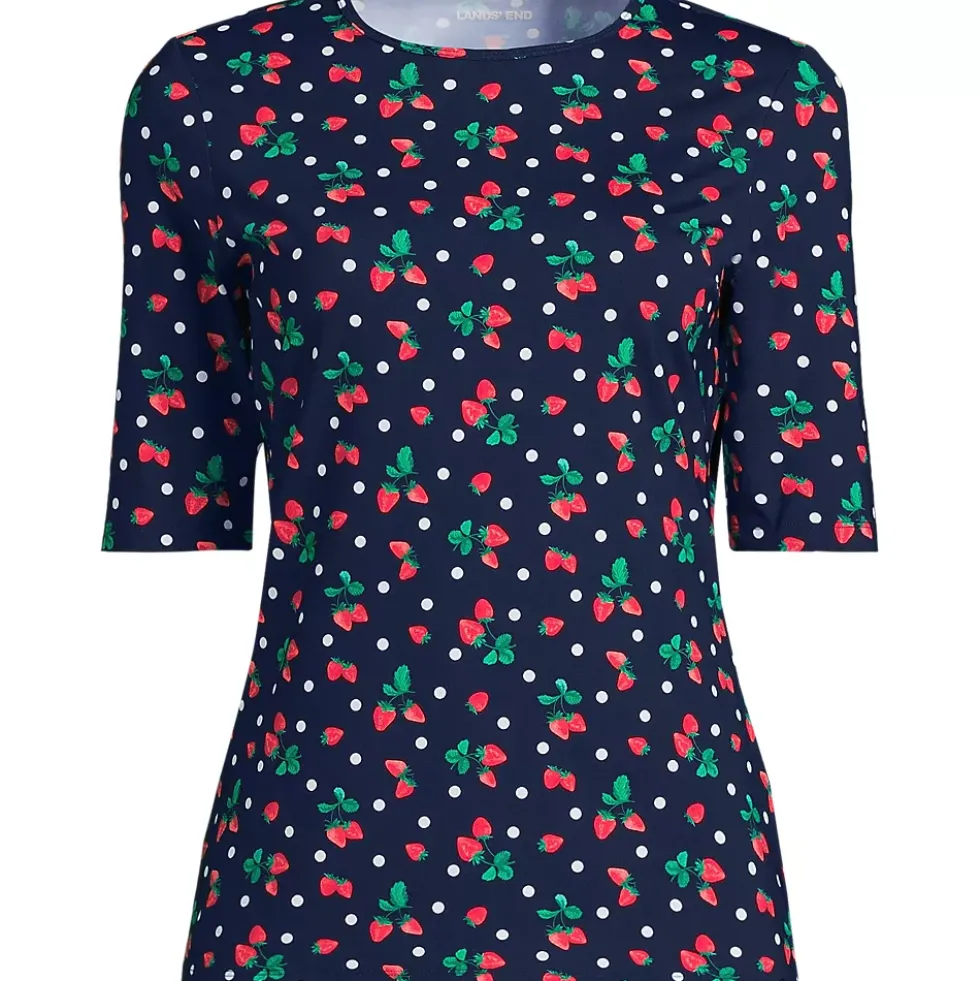 Women's Elbow Sleeve Crewneck Garden Tee- Sunshade UPF 50 Quick Dry