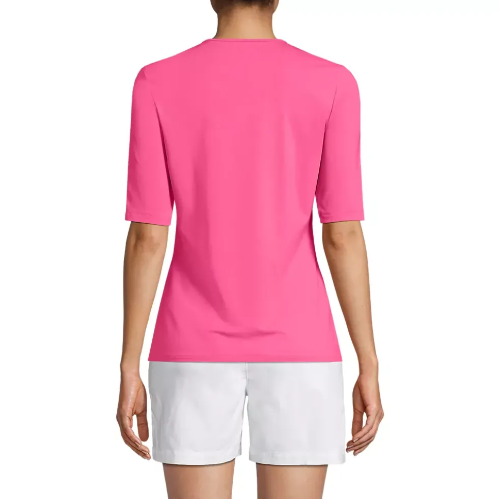Women's Elbow Sleeve Crewneck Garden Tee- Sunshade UPF 50 Quick Dry