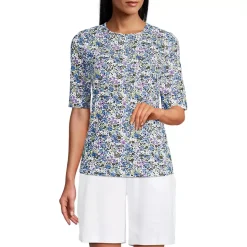 Women's Elbow Sleeve Crewneck Garden Tee- Sunshade UPF 50 Quick Dry