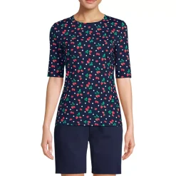 Women's Elbow Sleeve Crewneck Garden Tee- Sunshade UPF 50 Quick Dry