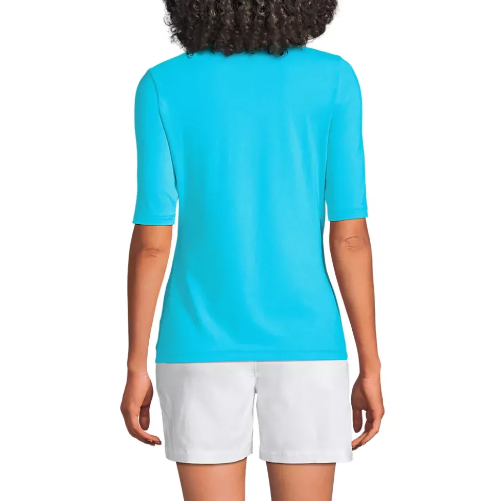 Women's Elbow Sleeve Crewneck Garden Tee- Sunshade UPF 50 Quick Dry