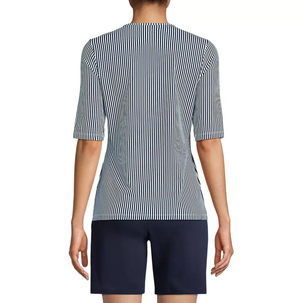 Women's Elbow Sleeve Crewneck Garden Tee- Sunshade UPF 50 Quick Dry