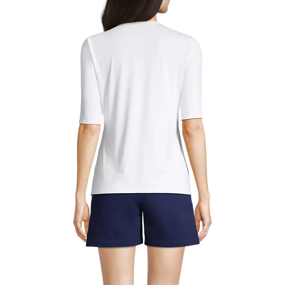 Women's Elbow Sleeve Crewneck Garden Tee- Sunshade UPF 50 Quick Dry