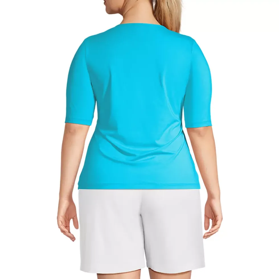 Women's Elbow Sleeve Crewneck Garden Tee- Sunshade UPF 50 Quick Dry
