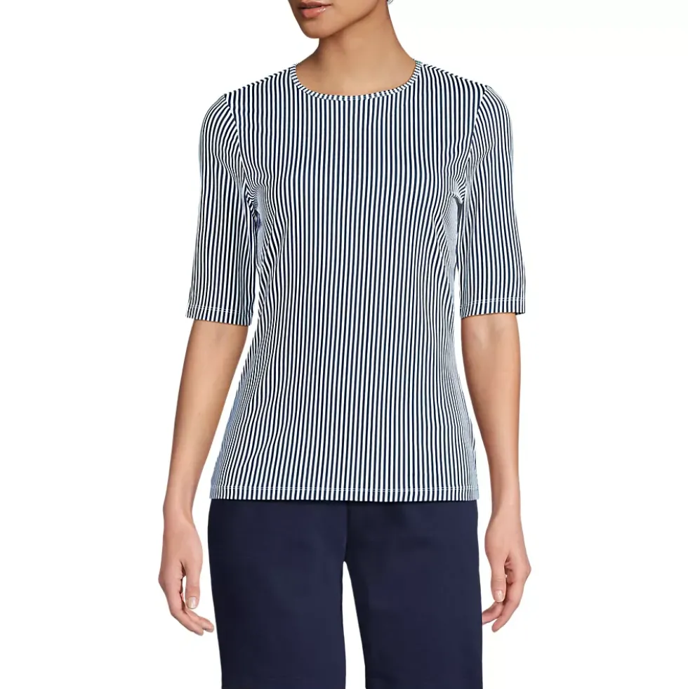 Women's Elbow Sleeve Crewneck Garden Tee- Sunshade UPF 50 Quick Dry