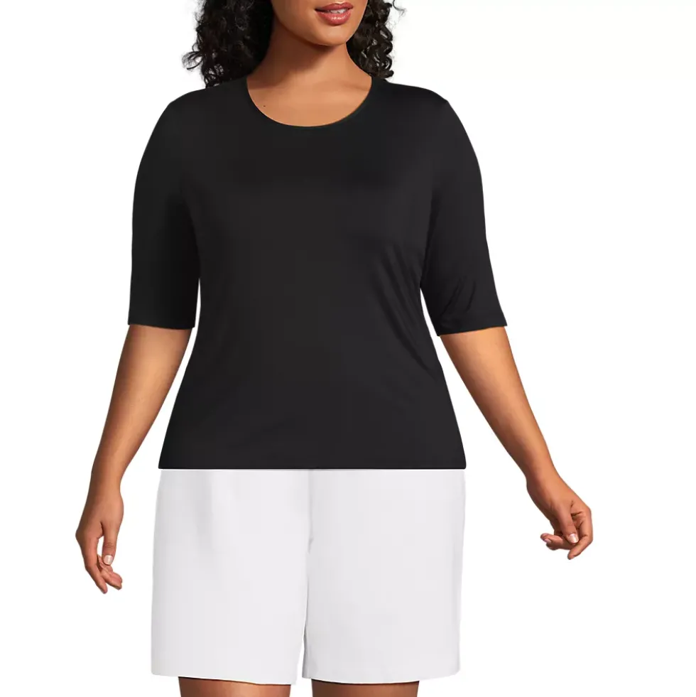 Women's Elbow Sleeve Crewneck Garden Tee- Sunshade UPF 50 Quick Dry
