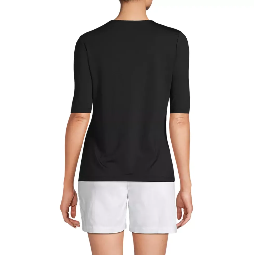 Women's Elbow Sleeve Crewneck Garden Tee- Sunshade UPF 50 Quick Dry