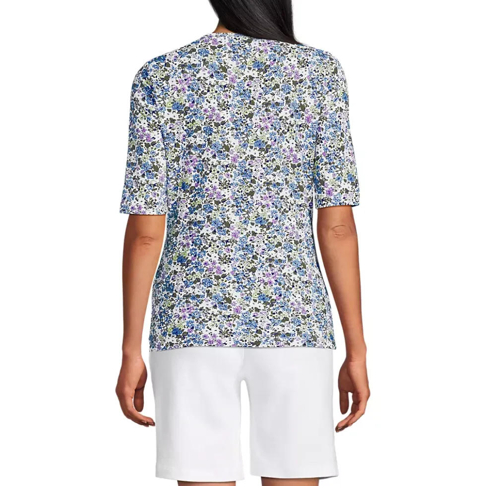 Women's Elbow Sleeve Crewneck Garden Tee- Sunshade UPF 50 Quick Dry