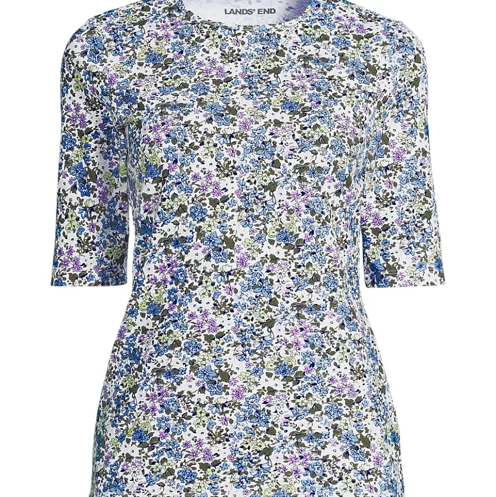 Women's Elbow Sleeve Crewneck Garden Tee- Sunshade UPF 50 Quick Dry