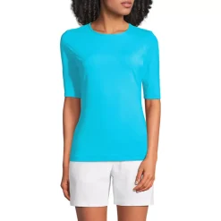 Women's Elbow Sleeve Crewneck Garden Tee- Sunshade UPF 50 Quick Dry