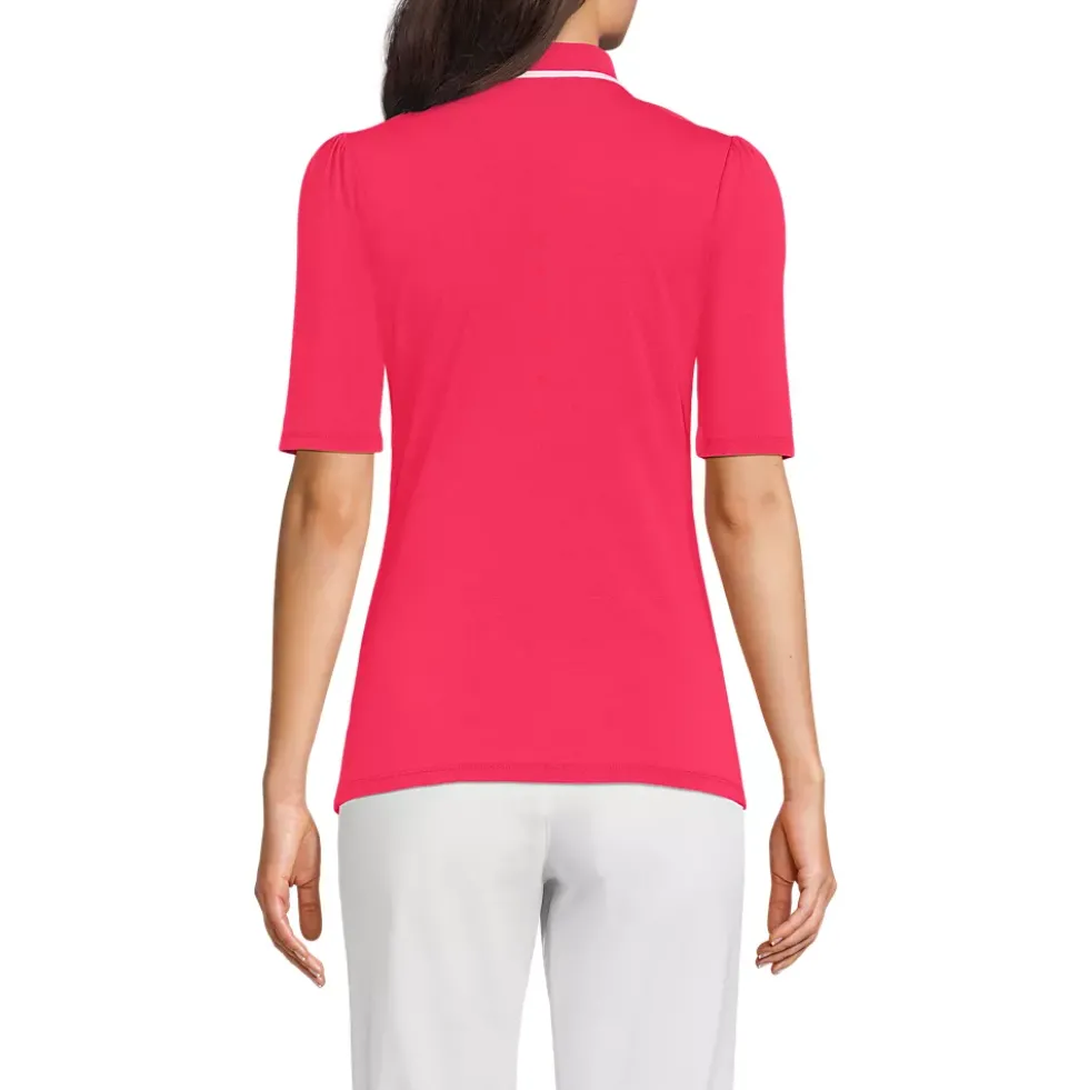 Women's Elbow Sleeve Lightweight Jersey Embellished Polo