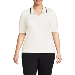 Women's Elbow Sleeve Lightweight Jersey Embellished Polo