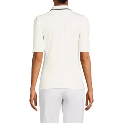 Women's Elbow Sleeve Lightweight Jersey Embellished Polo
