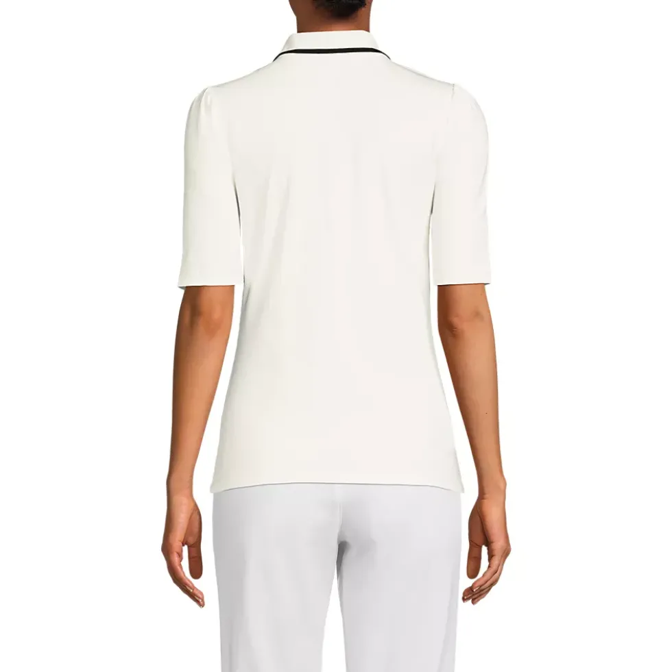 Women's Elbow Sleeve Lightweight Jersey Embellished Polo