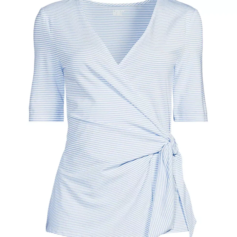 Women's Elbow Sleeve Lightweight Jersey Side Tie Blouse