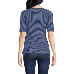 Women's Elbow Sleeve Lightweight Jersey Side Tie Blouse
