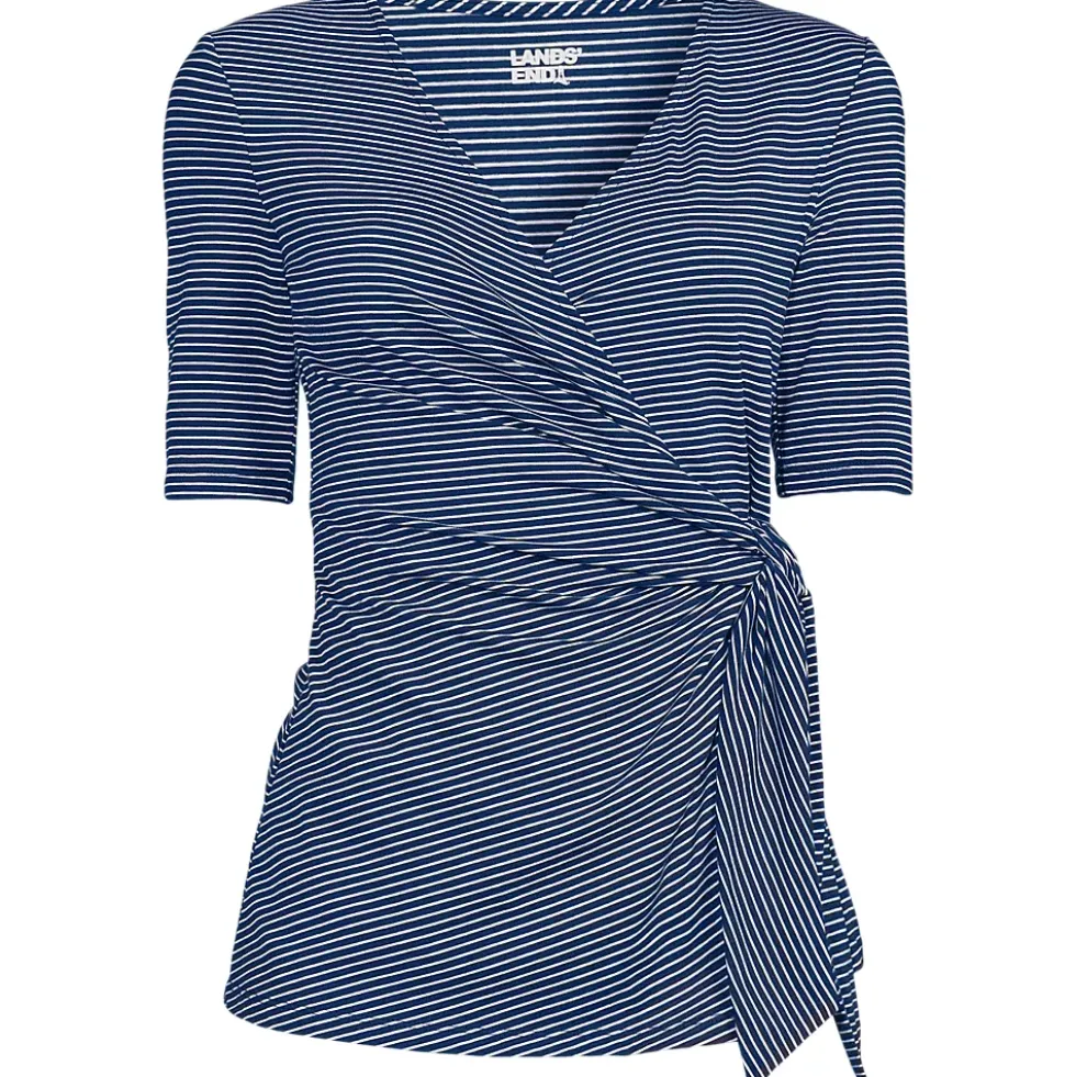 Women's Elbow Sleeve Lightweight Jersey Side Tie Blouse