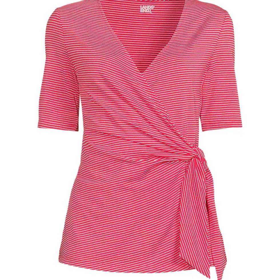 Women's Elbow Sleeve Lightweight Jersey Side Tie Blouse