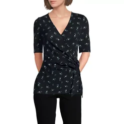 Women's Elbow Sleeve Lightweight Jersey Side Tie Blouse