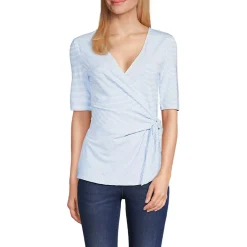 Women's Elbow Sleeve Lightweight Jersey Side Tie Blouse