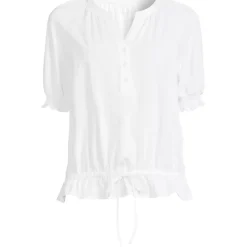 Women's Elbow Sleeve Lightweight Jersey Gathered Adjustable Hem Blouse