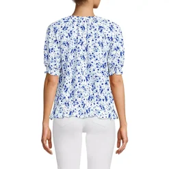 Women's Elbow Sleeve Lightweight Jersey Gathered Adjustable Hem Blouse