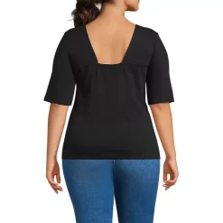 Women's Elbow Sleeve Polished Essentials High Neck Low Back Top