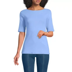 Women's Elbow Sleeve Polished Essentials High Neck Low Back Top