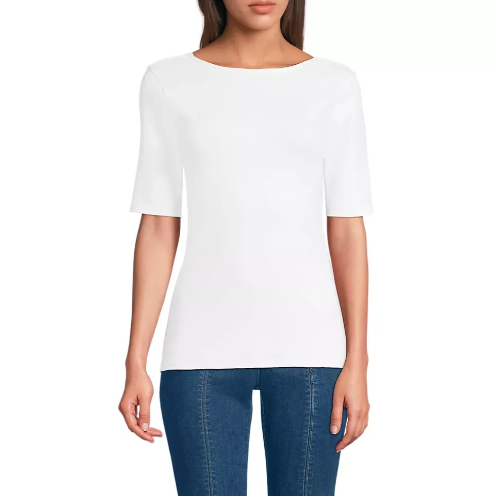 Women's Elbow Sleeve Polished Essentials High Neck Low Back Top