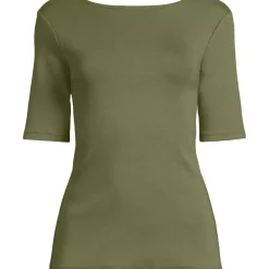Women's Elbow Sleeve Polished Essentials High Neck Low Back Top