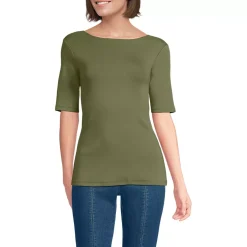 Women's Elbow Sleeve Polished Essentials High Neck Low Back Top