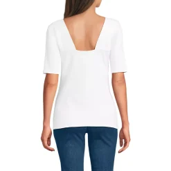 Women's Elbow Sleeve Polished Essentials High Neck Low Back Top