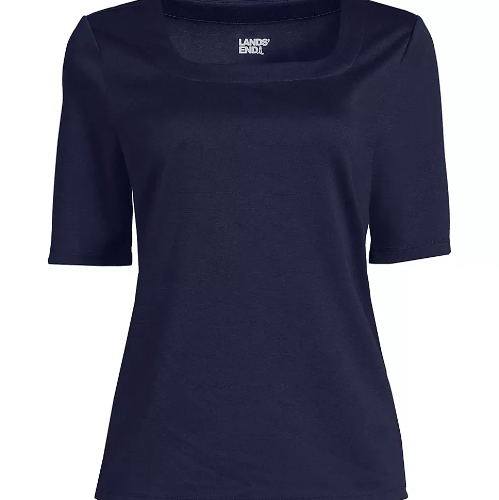 Women's Elbow Sleeve Ponte Square Neck Top
