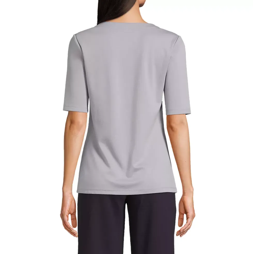 Women's Elbow Sleeve Ponte Square Neck Top