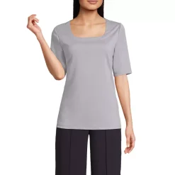 Women's Elbow Sleeve Ponte Square Neck Top