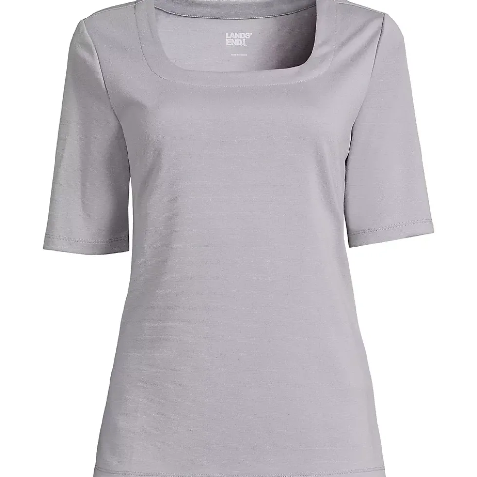 Women's Elbow Sleeve Ponte Square Neck Top