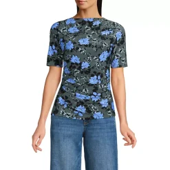 Women's Elbow Sleeve Silky Knit Ruched Top