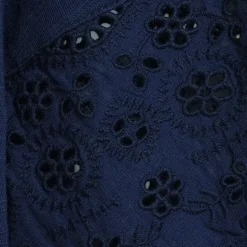 Women's Elbow Sleeve Slub Lace Trim Adjustable Hem Top