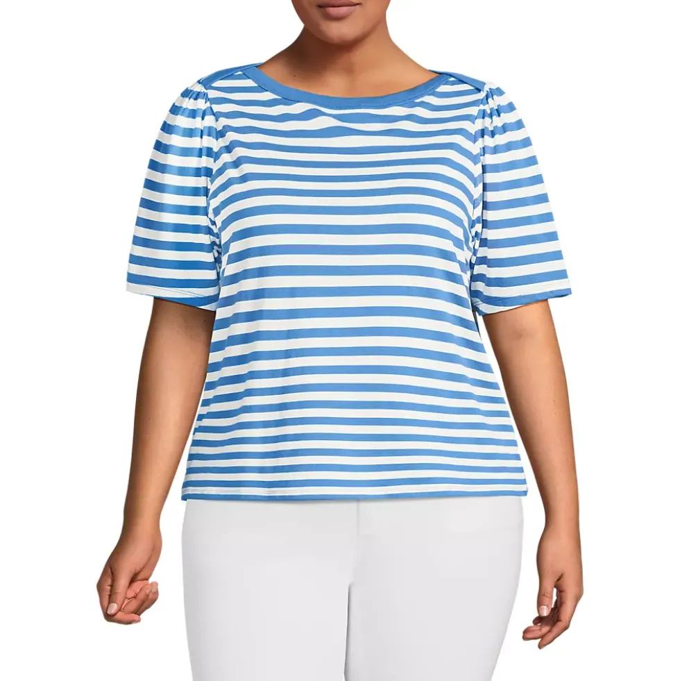 Women's Elbow Sleeve Supima Cotton Boatneck T-Shirt